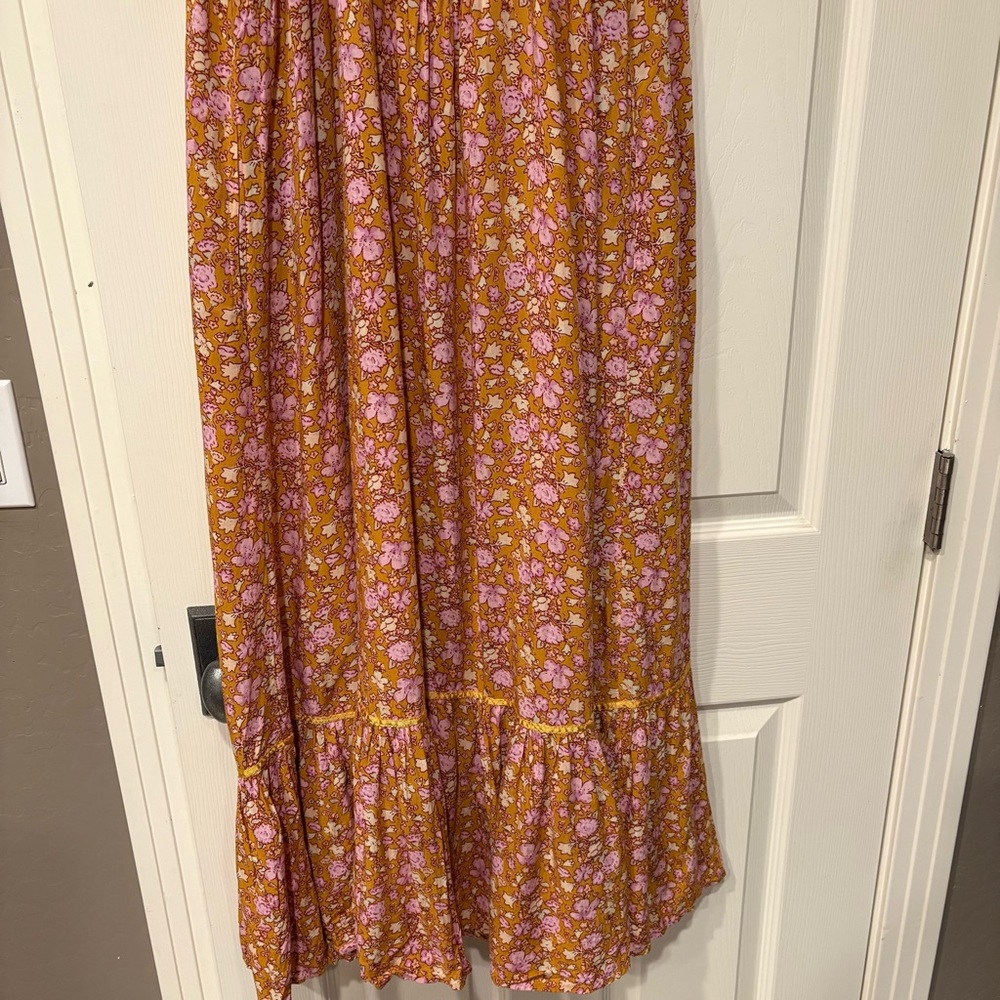 FREE PEOPLE Molly Jo Floral Boho Dress Size XS / S Maxi Length Pink Yellow - Picture 5 of 5